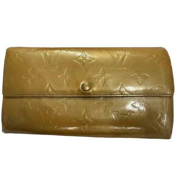 Louis Vuitton Vernis Yellow Leather Monogram Wallet, Authentic Fair Condition - Picture 1 of 9